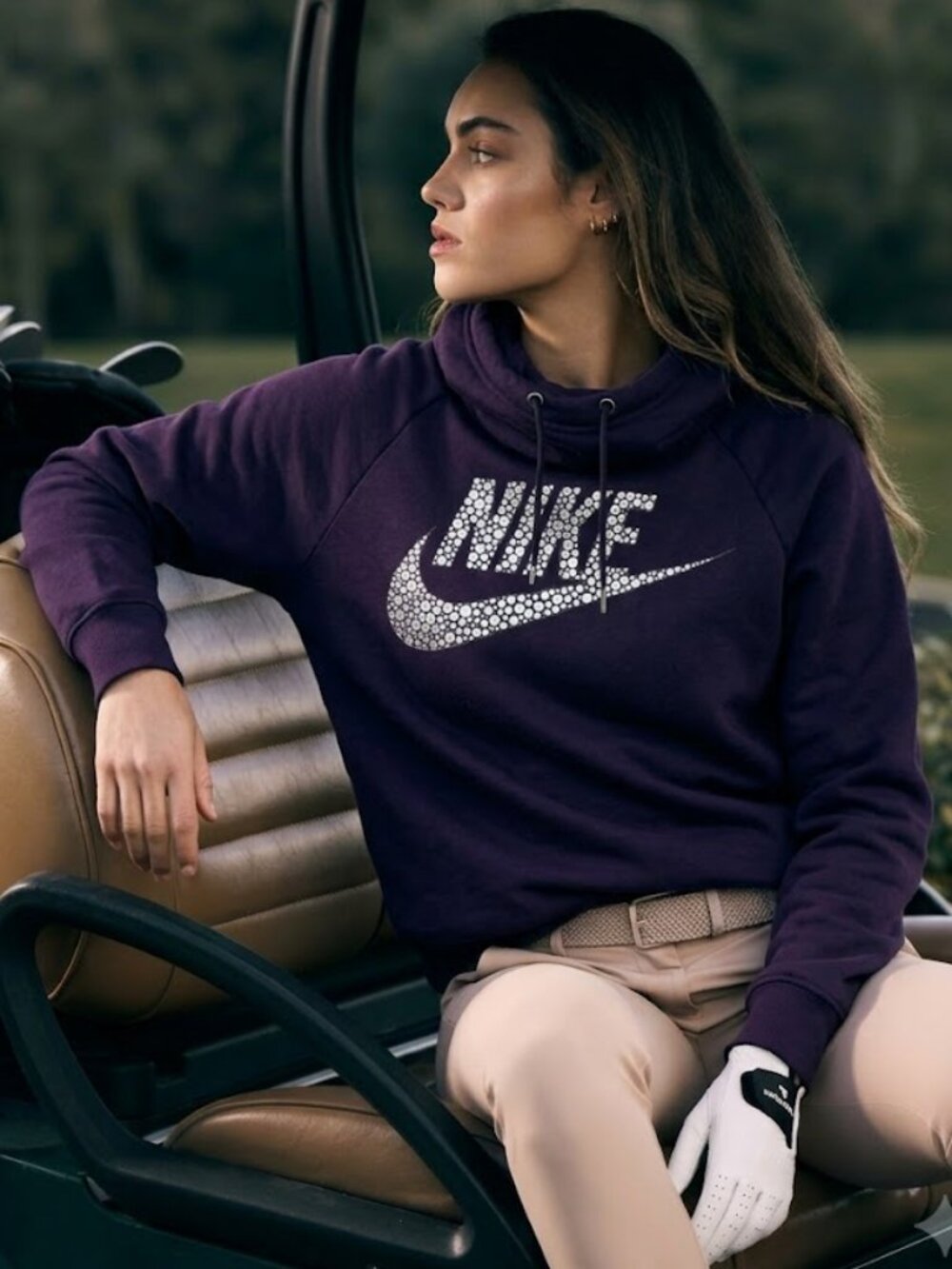 Nike Funnel Neck Deep Purple Metallic Graphic Pullover Hoodie Sweatshirt Small